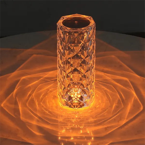 Rose Crystal table Lamp 16 Color Changing RGB Touch Lamp USB Romantic LED Rose Diamond desk Lamps for Bedroom Living