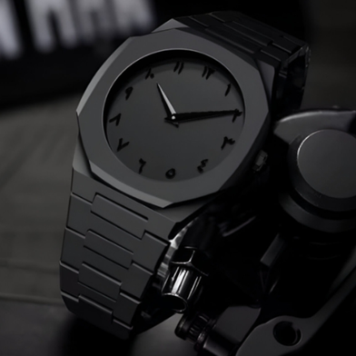 Aura Men’s Matte Black Analog Watch With Arabic Numerals