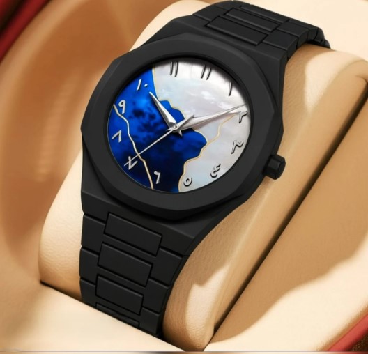 এরাবিক ঘড়ি রাবার বেল্ট = Blue White colour - Product code- 505