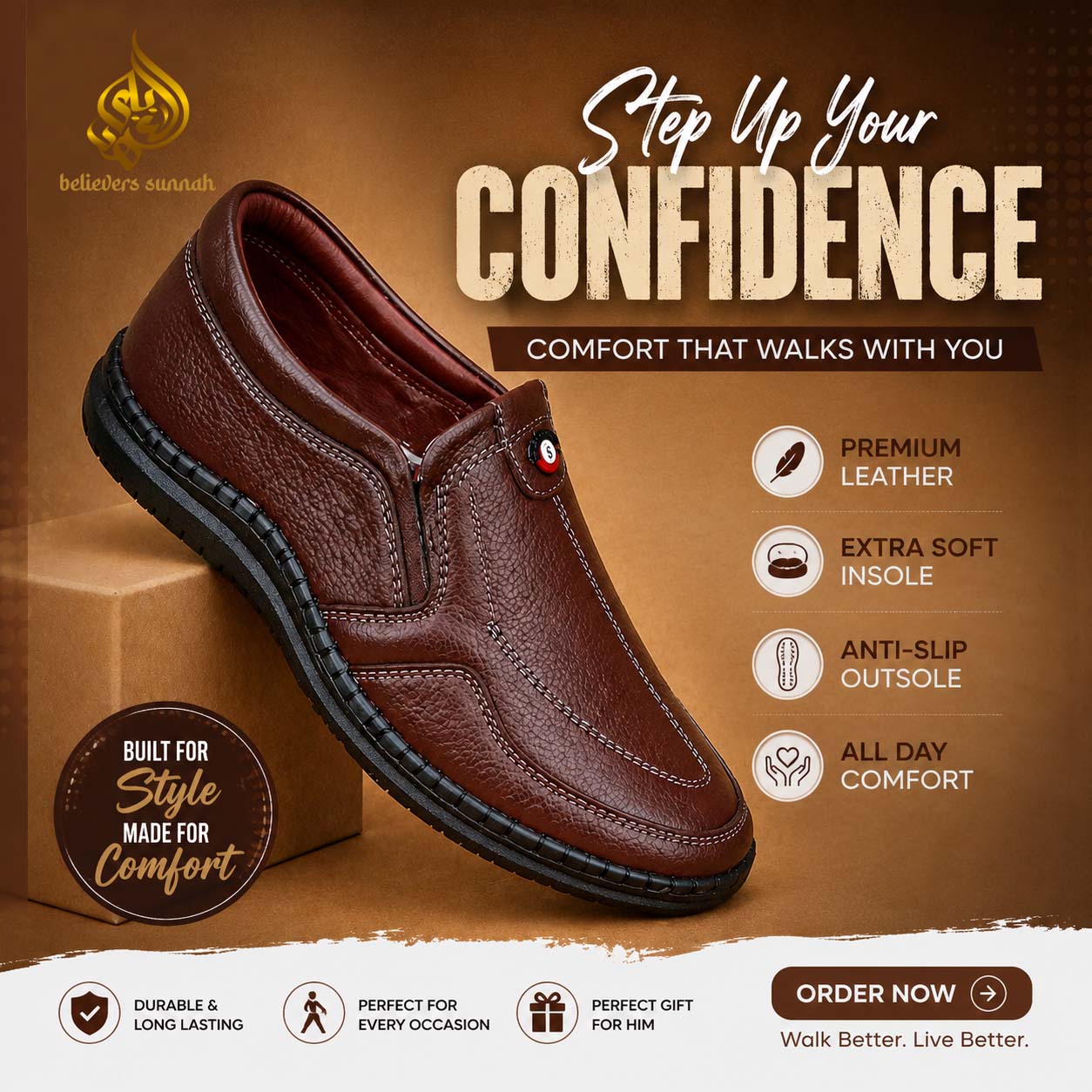 100% Pure Leather. Ultra Soft. Feel the Premium Comfort.- = Chocolate Color - Product code- 2516